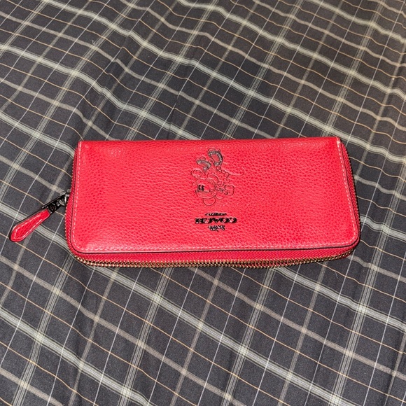 Coach Handbags - Coach Minnie Mouse Slim Zip Wallet red new NWOT Disney never used no box pebble